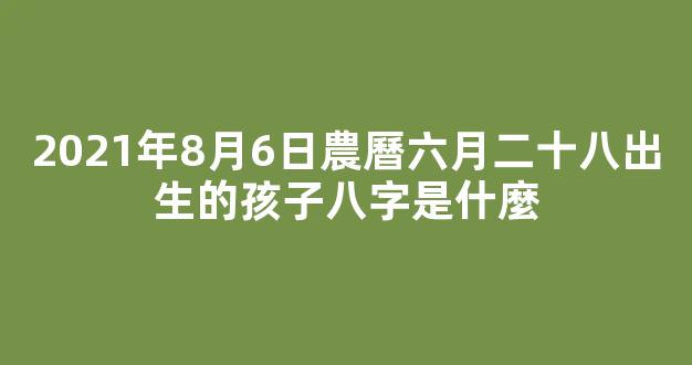 2021年8月6日農曆六月二十八出生的孩子八字是什麼