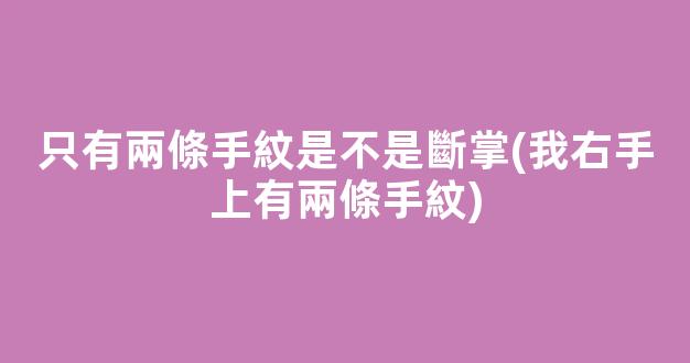 只有兩條手紋是不是斷掌(我右手上有兩條手紋)